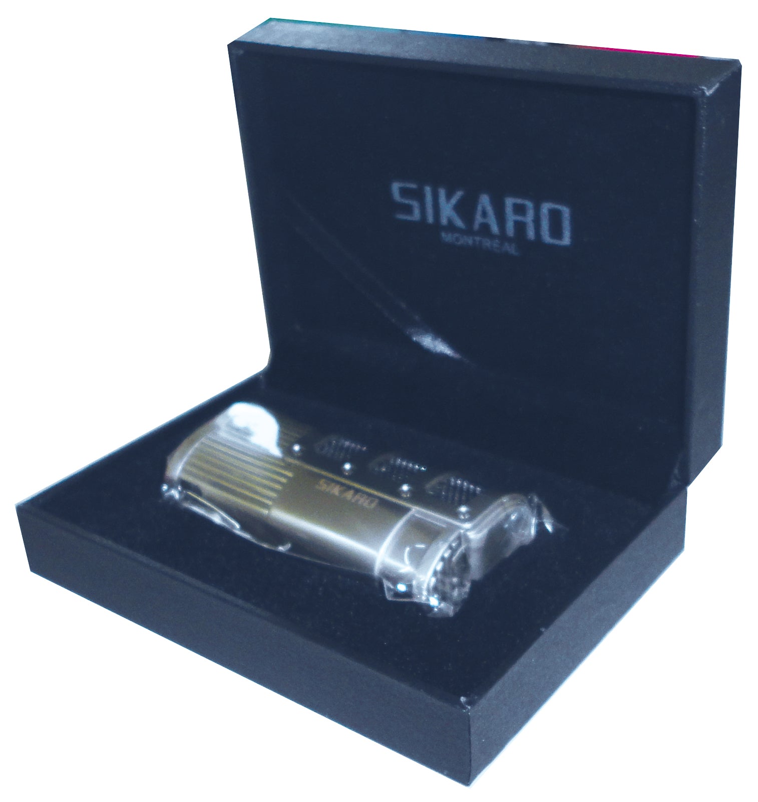 Sikaro Typhoon Triple Torch Lighter w/Cigar Punch 06-06-105 White Nickel Matte (Silver Matte)