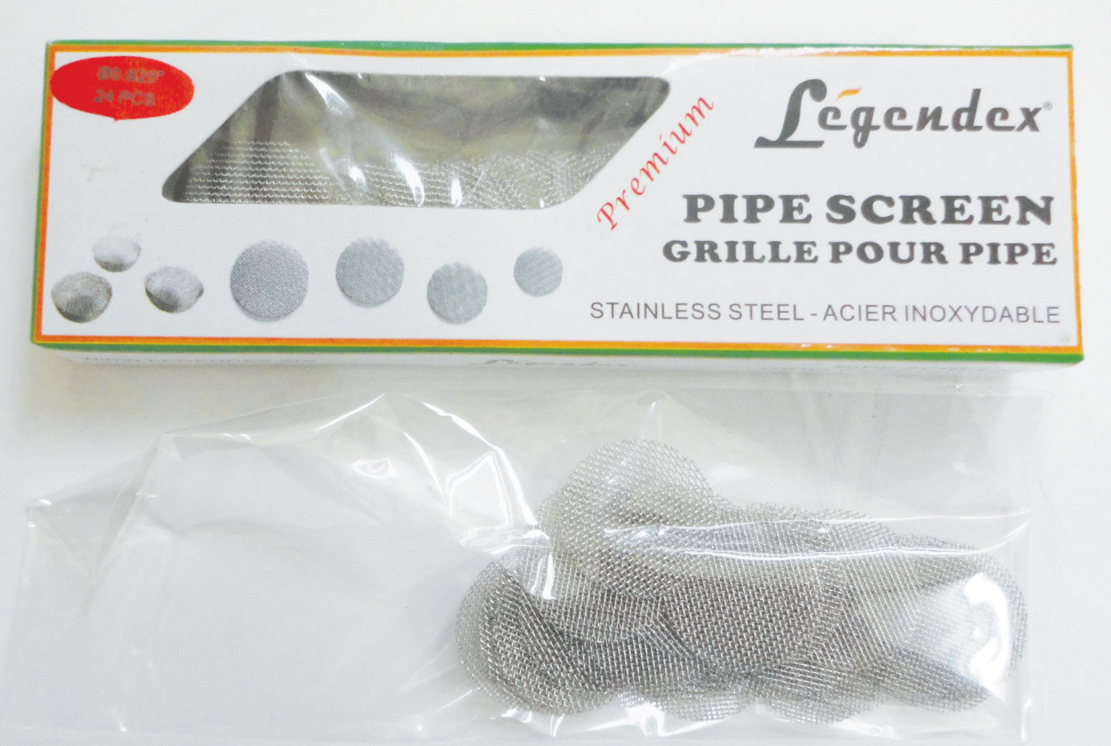 Metal smoking pipe bundled 6 packs of 24 pipe screens 18-10-103 Green/chrome