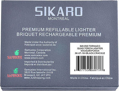 Sikaro Tornado Quad Torch Lighter 06-07-104 Black crackle w/cigar punch