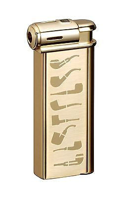 Sarome Piezo Pipe Lighter PSP-14 Gold super satin with pipe designs (Gold)