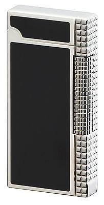Sarome Flint Lighter SD6-16 Silver / Black epoxy resin / Lattice diamond cut