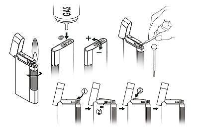 Sarome Flint Lighter SD7-16 Silver Satin / Black