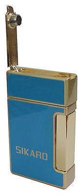 Sikaro Triumphal Arch Twin Torch Cigar Lighter Sky Blue Lacquer w/Cigar Punch 06-05-107