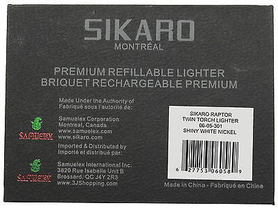 Sikaro Raptor Twin Torch Lighter 06-05-301 Shiny white nickel