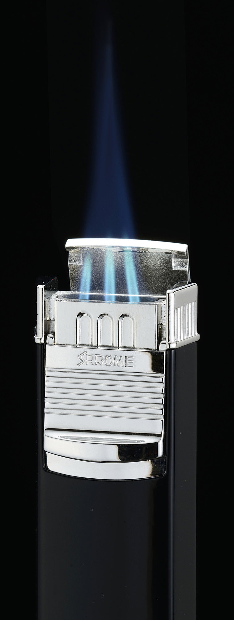 Sarome Flat Triple Torch Cigar Cigarette Lighter w/ Cigar Punch 3BM2-08 Purple/Silver