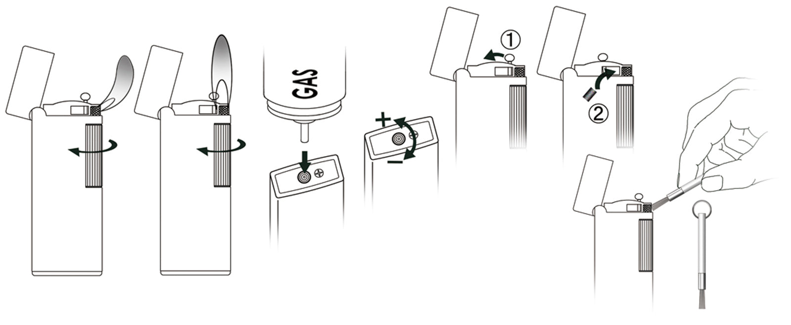 Sarome Flint Lighter for Pipe PSD9-11 Silver Diamond Cut