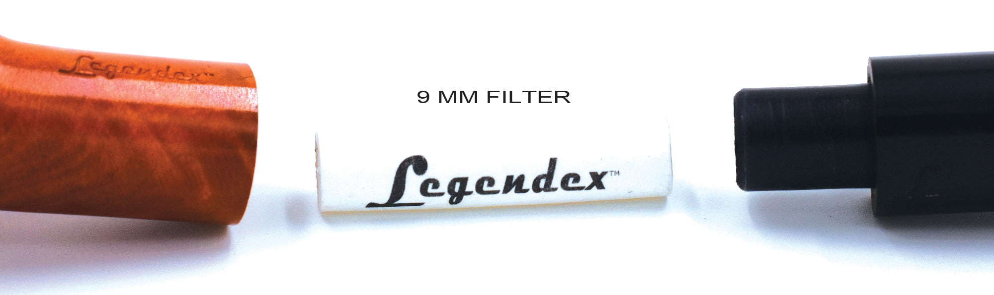 LEGENDEX® LASCALA* Plexiglass Mouthpiece 9 MM Filtered Briar Smoking Pipe Made In Italy 01-08-703