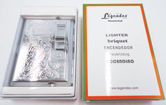 Legendex Elegance Metal Cigarette / Mini Cigar Case Built-In Turbo Windproof Lighter 06-30-101 Arabesque / White Nickel (Silver)