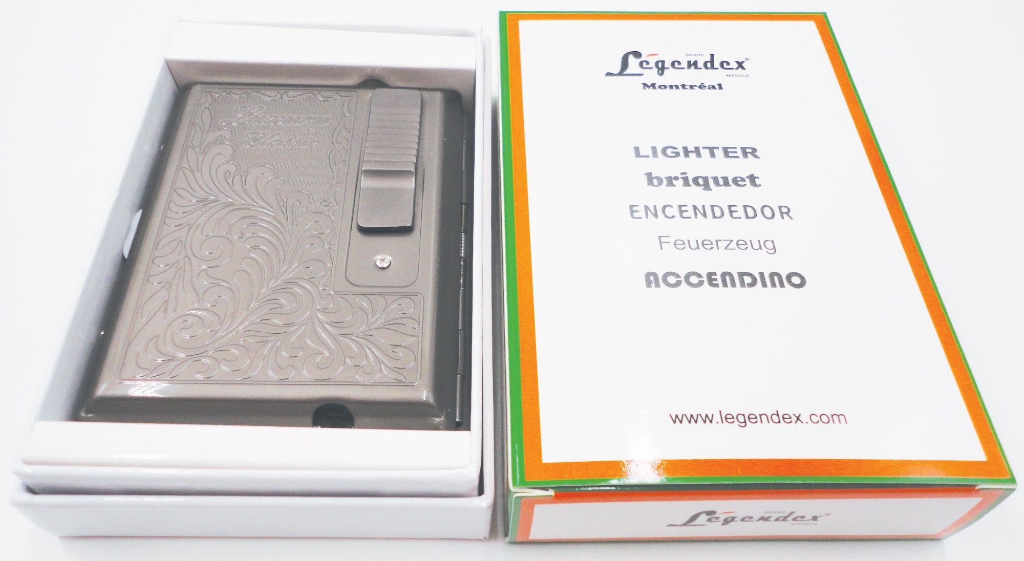 Legendex Elegance Metal Cigarette / Mini Cigar Case Built-In Turbo Windproof Lighter 06-30-105 Arabesque / Gunmetal