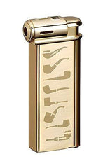 Sarome Piezo Pipe Lighter PSP-14 Gold super satin with pipe designs (Gold)