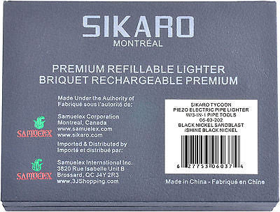 Sikaro Tycoon Piezo Pipe Lighter w/3-in-1 tools 06-03-202 Black nickel sandblast (Gunmetal)