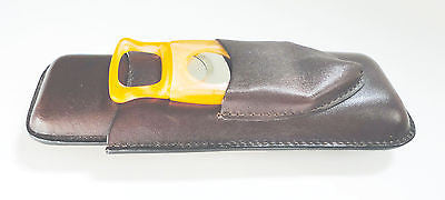 Legendex leather cigar case 2 corona BR w/cigar cutter orange 05-04-520