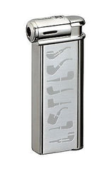 Sarome Piezo Pipe Lighter PSP-13 Silver super satin with pipe designs (Silver)