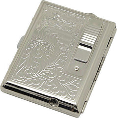 Legendex Elegance Metal Cigarette / Mini Cigar Case Built-In Turbo Windproof Lighter 06-30-101 Arabesque / White Nickel (Silver)