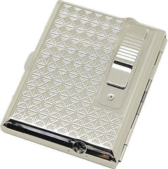 Legendex Elegance Metal Cigarette / Mini Cigar Case Built-In Turbo Windproof Lighter 06-30-103 Windows / White Nickel (Silver)