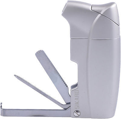 Sikaro Tycoon Piezo Pipe Lighter w/3-in-1 tools 06-03-203 White nickel sandblast (Silver)