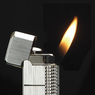 Sarome Flint Pipe Lighter PSD36-04 Silver / black epoxy resin inlaid / diamond cut