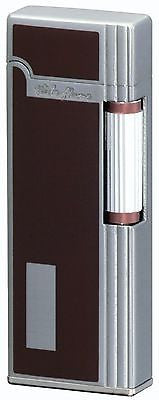 Sarome SD9W-02 Flint Lighter Chrome Satin/Brown Red