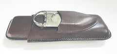 Legendex leather cigar case 2 corona BR w/cigar cutter gray 05-04-430