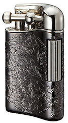 Sarome Flint Cigarette Lighter SD12-28 Antique black arabesque / Silver