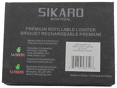 Sikaro Raptor Twin Torch Lighter 06-05-302 Shiny black nickel