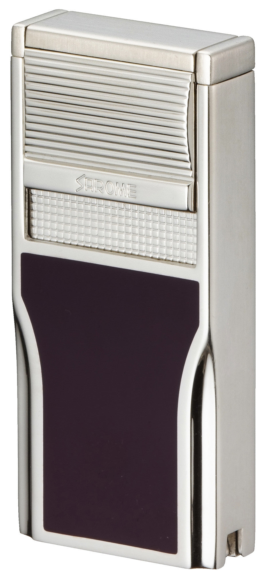 Sarome Flat Triple Torch  Cigar Cigarette Lighter w/ Cigar Punch 3BM1-04 Silver/ Purple epoxy resi