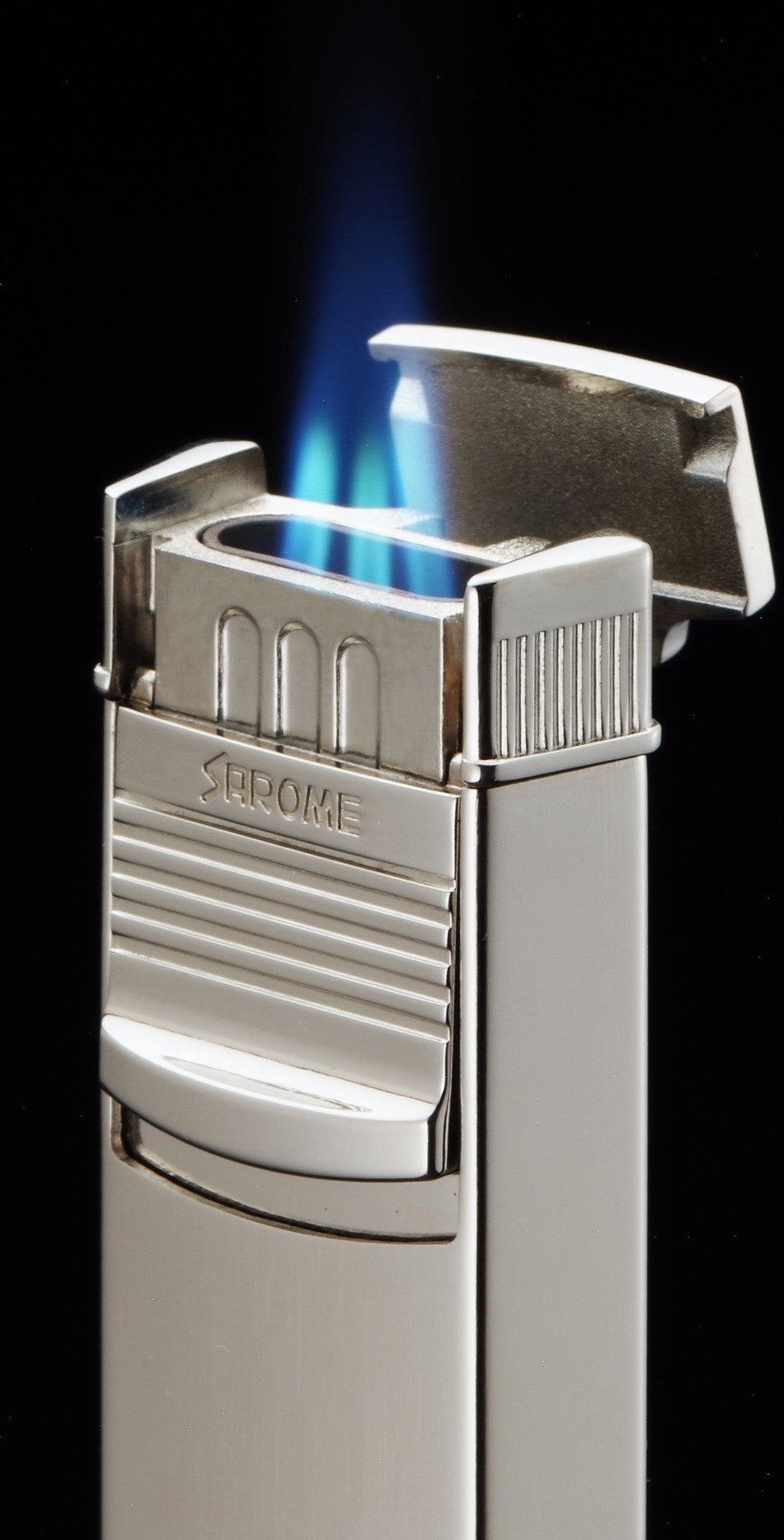 Sarome Flat Triple Torch  Cigar Cigarette Lighter w/ Cigar Punch 3BM2-08 Purple/Silver
