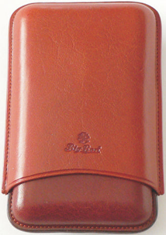 BigBen genuine leather cigar case 3 robusto 125 mm tan-tob 656.121.355