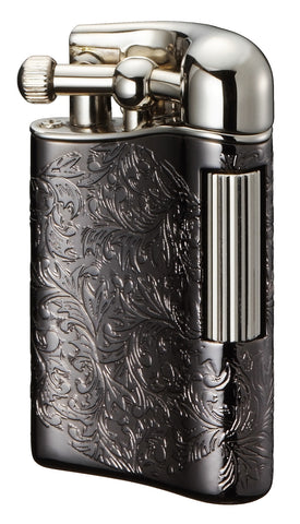 Sarome Flint Lighter for Pipe PSD12-28 Antique black arabesque / Silver