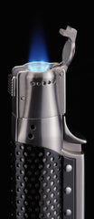 Sarome Spiral Circular flame Cigar Lighter w/ Cigar Punch SC1-04 Black nickel satin/ Silver plate