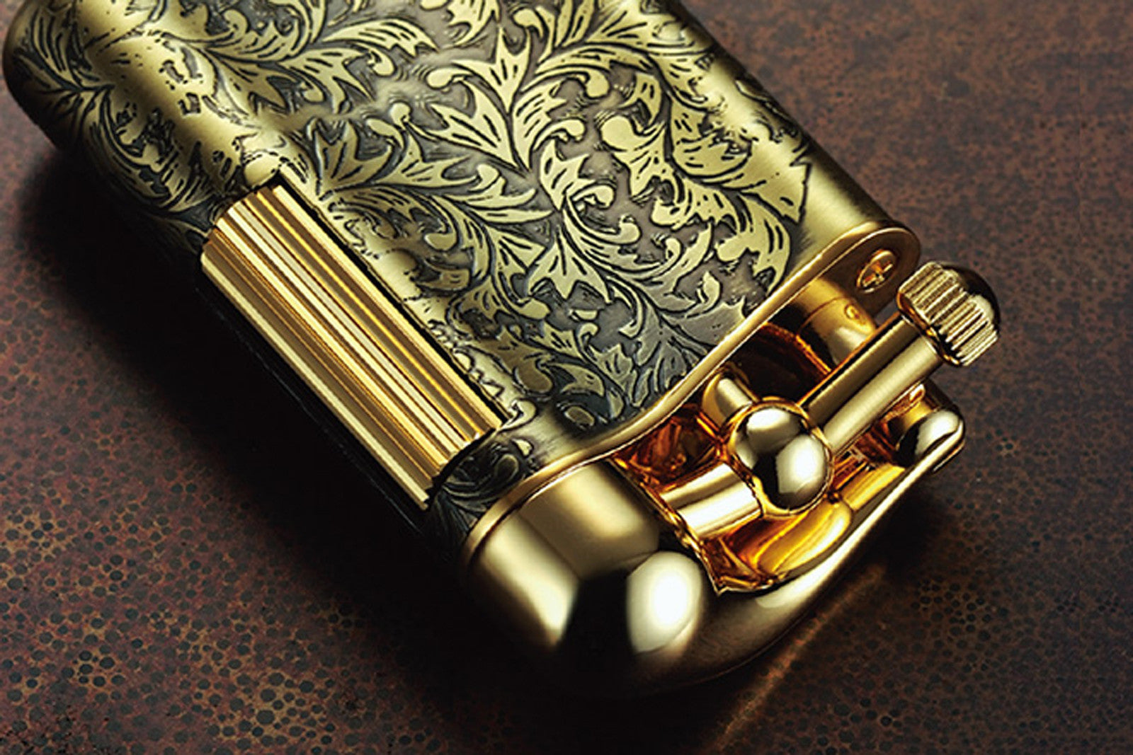 Sarome Flint Cigarette Lighter SD12-29 Antique silver arabesque / Rose gold