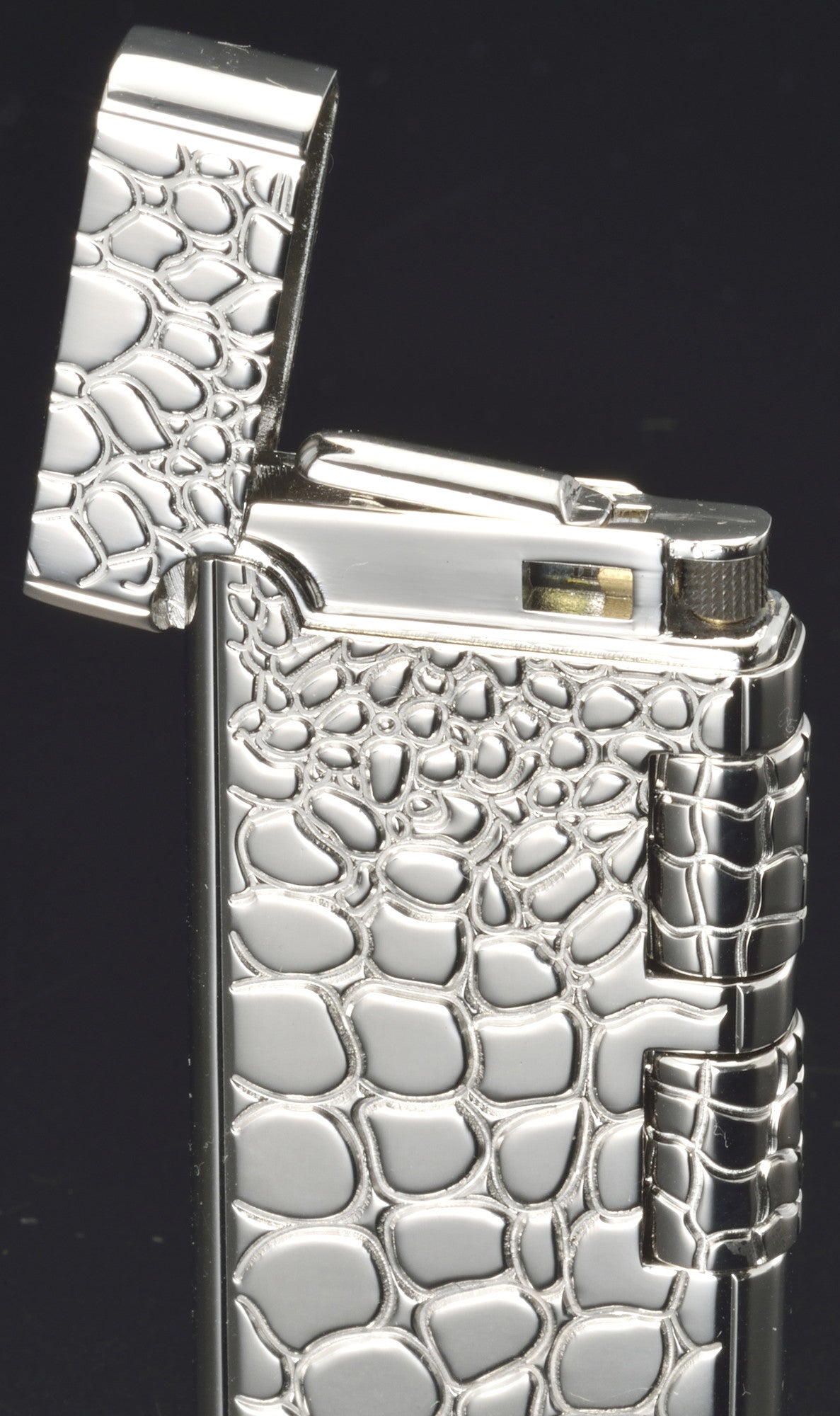 Sarome Flint Cigarette Lighter w/Double roller SD40-03 Silver / Crocodile pattern