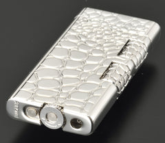 Sarome Flint Cigarette Lighter w/Double roller SD40-03 Silver / Crocodile pattern