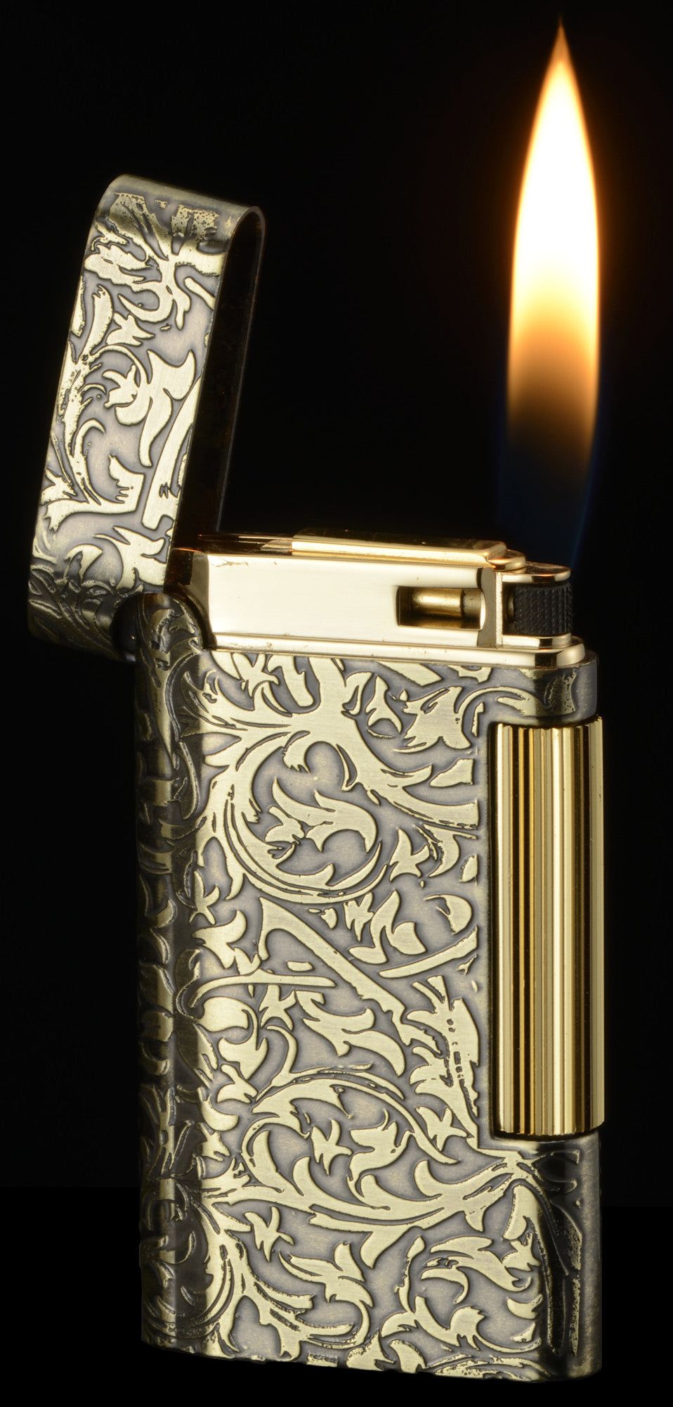 Sarome Flint Cigarette Lighter SD8-23 Antique brass arabesque