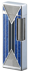 Sarome Flint Lighter SD9-21 Silver/2-tone blue& black epoxy resin inlaid
