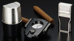 Sarome Flat Triple Torch  Cigar Cigarette TABLE Lighter  T3BM1-01 Silver/ Black