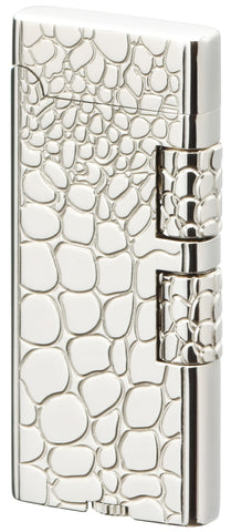 Sarome Flint Cigarette Lighter w/Double roller SD40-03 Silver / Crocodile pattern